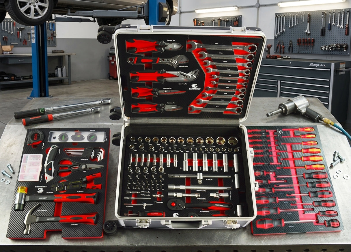 Mallette aluminium 238 outils CRV, 6 tournevis VDE 1000V