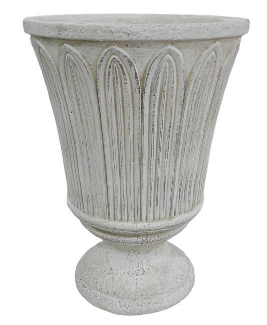 Vasque de Jardin Cannelée en Pierre Reconstituée, 2 finitions, 37 x H51 cm