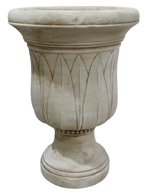 Vasque de Jardin à Feuilles de Lotus en Pierre Reconstituée, 37 x H51 cm