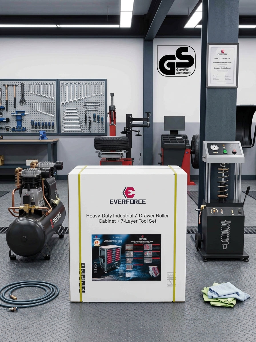 Servante d'atelier 7 tiroirs - L77*D48*H99cm -226 outils CRV - Certification GS TÜV SÜD - Plateau bois