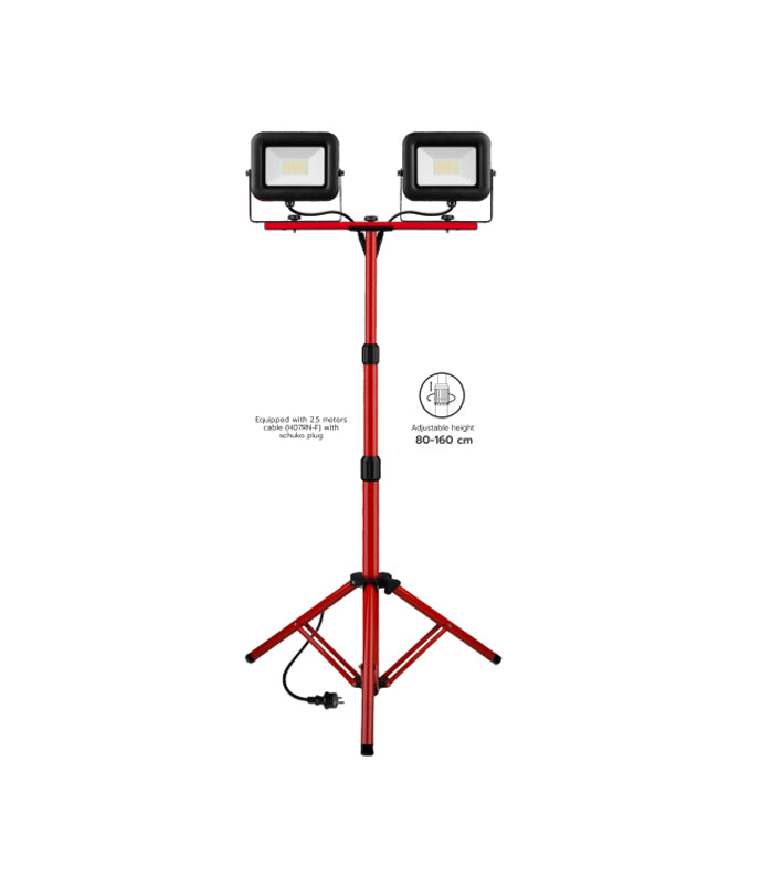 Lampe de Chantier LED Double 2x50W sur Trépied Télescopique