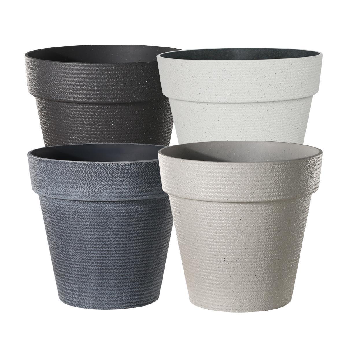 Grand Pot Évasé Léger Effet Pierre, 2 tailles, 4 coloris