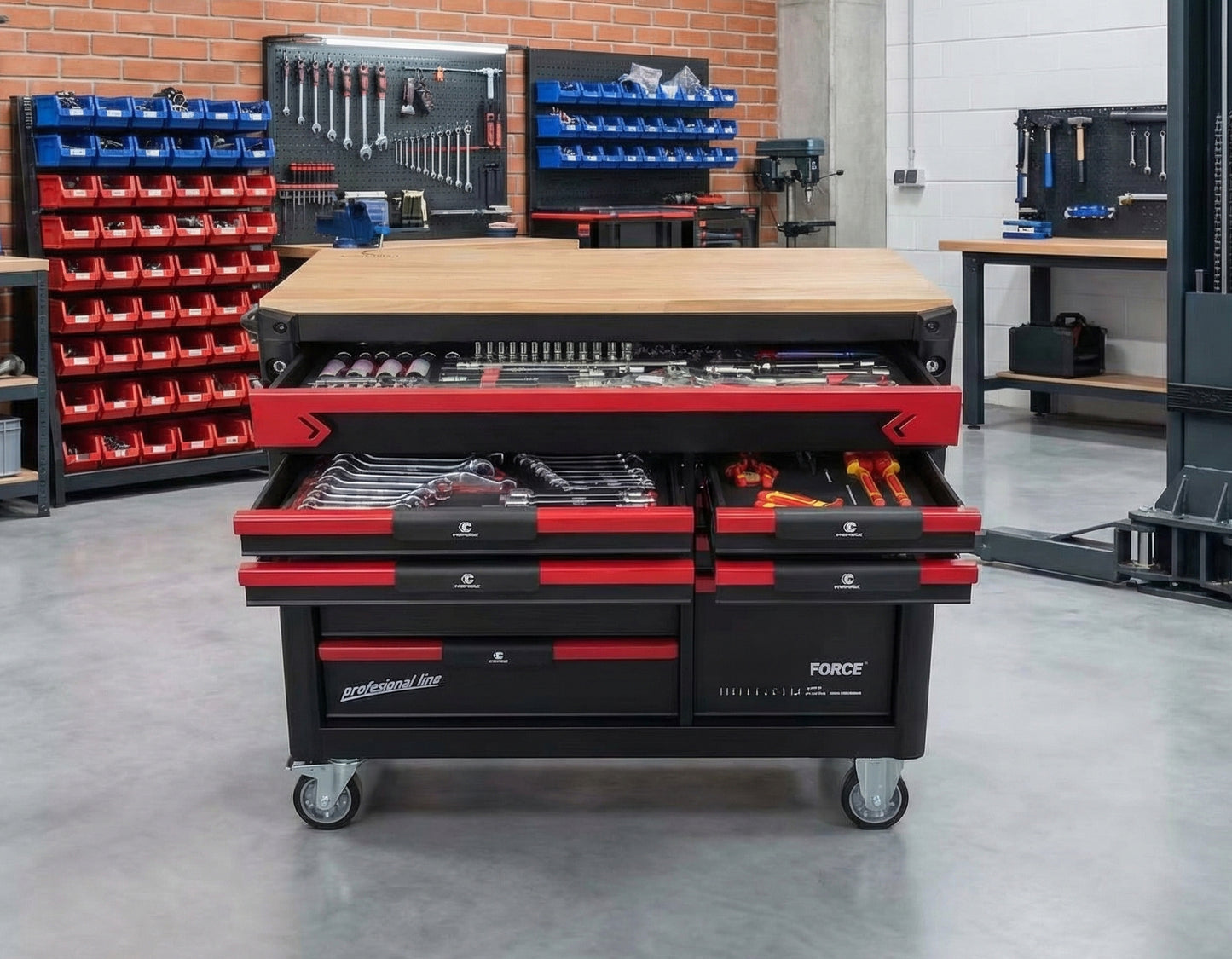 Servante d'atelier EVERFORCE — 12 tiroirs · 293 outils · Certifiée TÜV SÜD