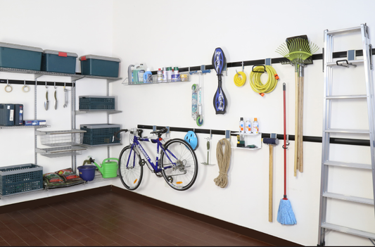 Rail de Rangement Mural Modulaire, Outils, Vélos et Équipements